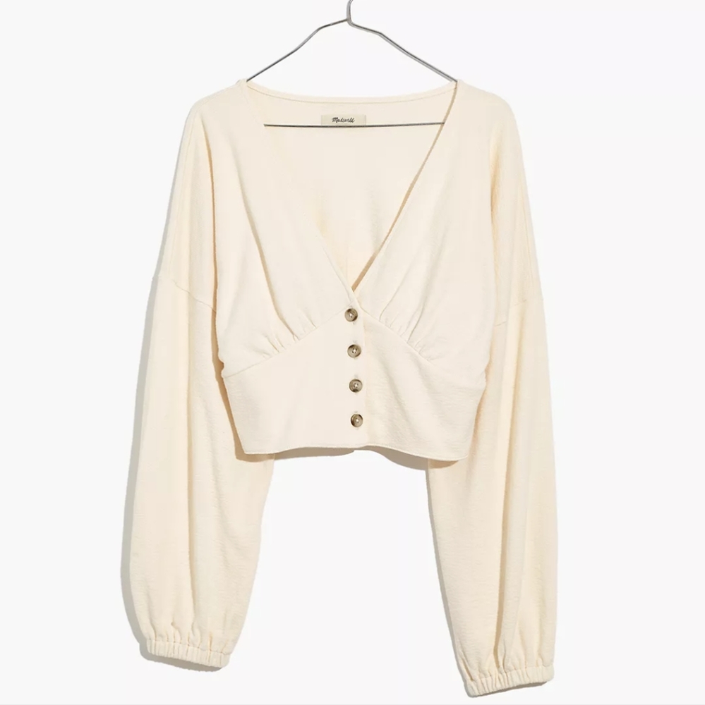 Madewell Deep-V Button Front Crop Top